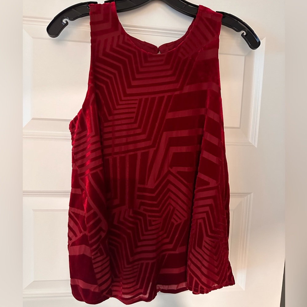 Burgundy burn out velvet Anthropologie top by Sunday in Brooklyn